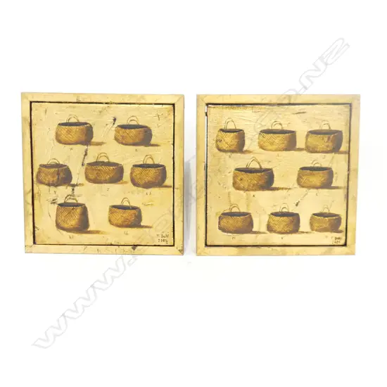 PR T. BUHL GILT ARTWORKS; 7 BASKETS, OIL ON CANVAS 200x200mm