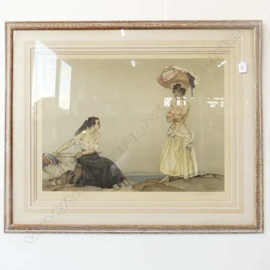 SIGNED RUSSEL FLINT PRINT 2 WASHER GIRLS H720MM L860MM