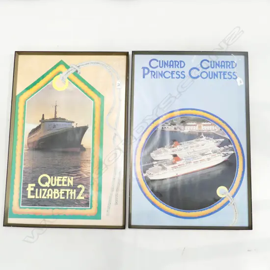PR FRAMED ADVERTISING POSTERS - CUNARD LINE - 740x490mm