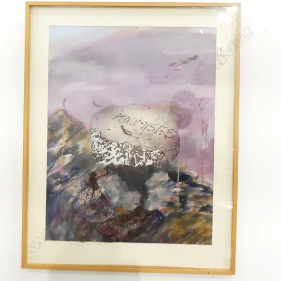 JULIET BATTEN &#x27;AGAINST BROKEN PROMISES / WEEPING TIME I&#x27; MIXED MEDIA &#x27;90 670x520mm