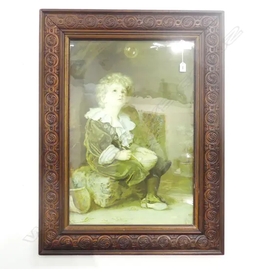 FRAMED LITHOGRAPHIC PRINT &quot; BUBBLES &#x27; BY MILLAIS. POSSIBLY PEARS .H 710 W.500mm