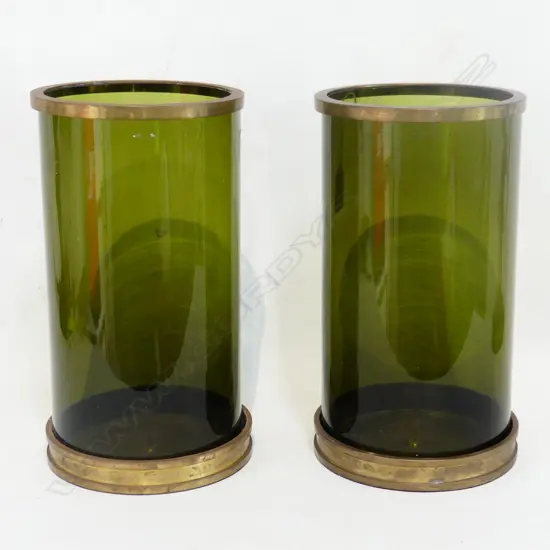 PR GREEN GLASS HURRICANE LAMPS H.285mm
