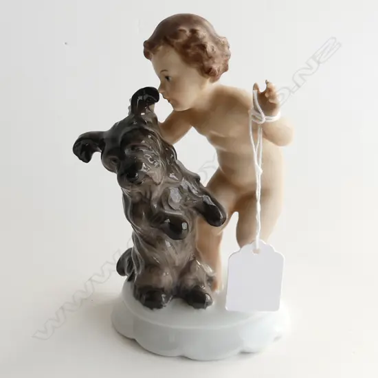 ROSENTHAL FIGURE CHILD WITH DOG H145MM