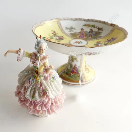 DRESDEN COMPORT  REPAIRED  H130MM & DRESDEN FIGURINE H140MM