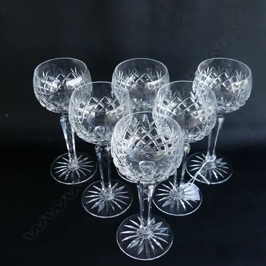 6 CUT CRYSTAL GLASS HOCK WINE GLASSES H. 180mm