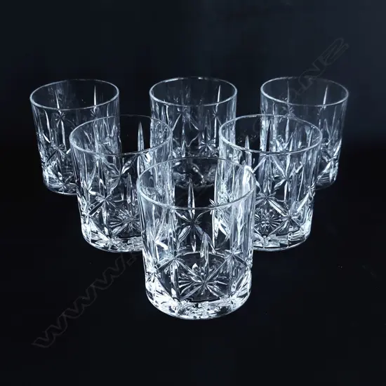 WATERFORD MARQUIS SET OF 6 LARGE WHISKY TUMBERS - DOUBLE OLD FASHIONED H. 92MM D. 85MM