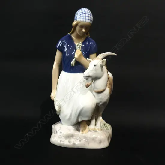BING & GRONDAHL WOMAN with GOAT FIGURINE H.195mm