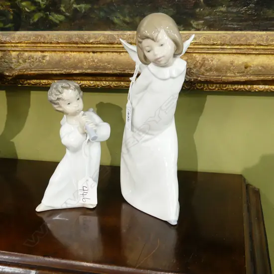 TWO LLADRO PUTTEE FIGURES. ONE H. 245mm OTHER FIGURE PLAYING FLUTE H. 160mm