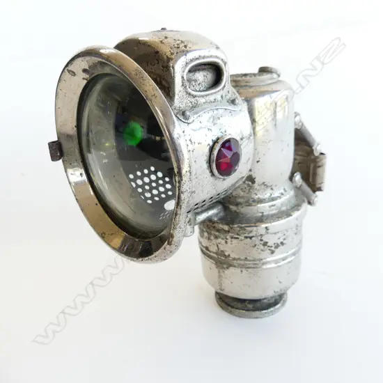 ANTIQUE CYCLE LAMP “THE RELIANCE BIRMINGHAM” RED & GREEN GLASS SIGNALS H. 200mm