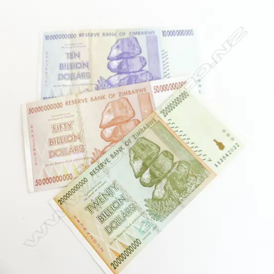 3 MINT ZIMBABWE CURRENCY NOTES (NO LONGER IN USE)