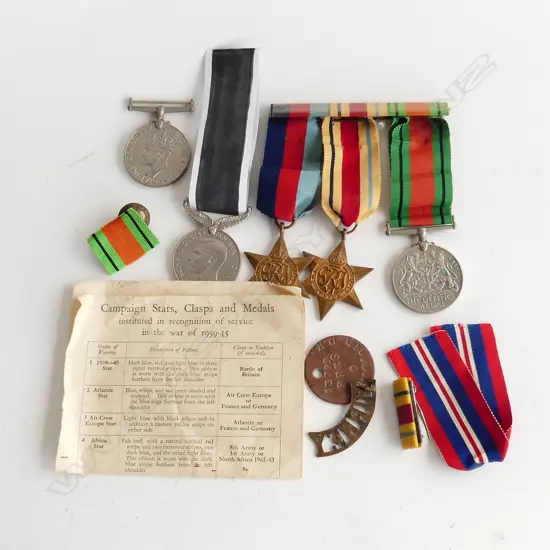 ASST NZ WW2 MEDALS, DOG TAG, BUTTON ETC..