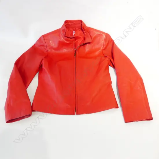 RED LEATHER JACKET, SM, SHORT STYLE 1980'S
