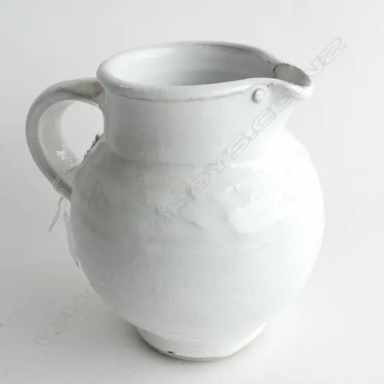 IAN DALZELL WHITE JUG, FIRED AT DRIVING CREEK WORKING WITH BARRY BRICKELL H. 170mm