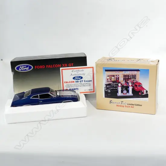 2 MINT & BOXED MODELS FORD FALCON XB GT L320MM & SNAP ON 2TRUCKS FORD & CHEV L240MM