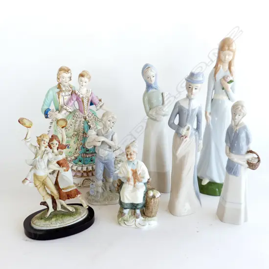 BOX 8 ASSORTED FIGURINES INCL 1 HAND PAINTED OCEAN CHINA