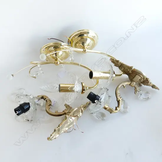 2 PRS GOLD METAL & CRYSTAL SCONCES 85x200x210mm