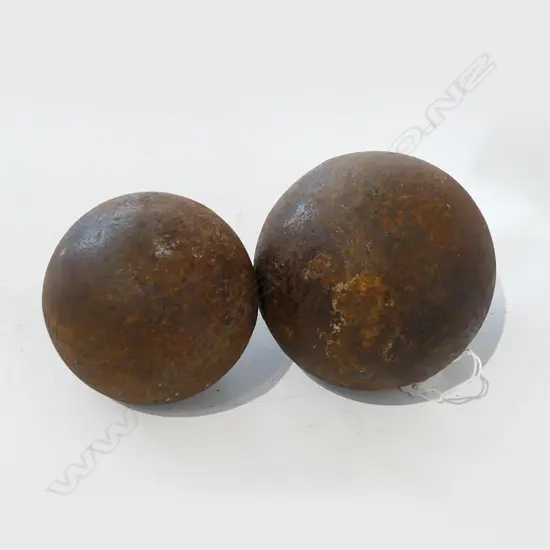 2 OLD CANON BALLS; 100 / 85mm dia