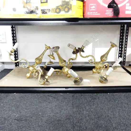 3 HEAVY BRASS 3 ARM LIGHT FITTINGS DIA 500MM