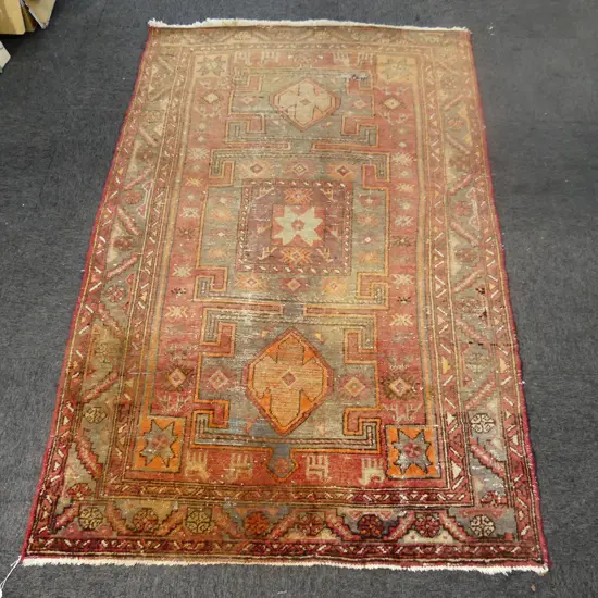 VINTAGE HAND KNOTTED WOOL PILE RUG 2020X1270mm