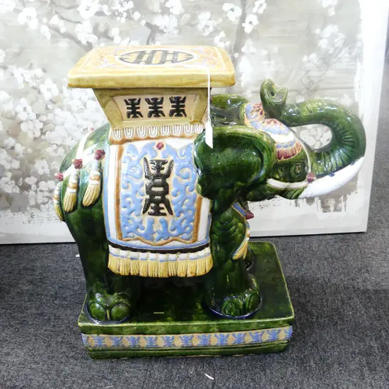 LG CERAMIC ELEPHANT SEAT OR POT STAND H.570, L 540mm