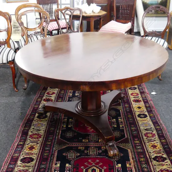 REGENCY MAHOGANY TILT TOP PEDESTAL DINING TABLE 1215mm dia