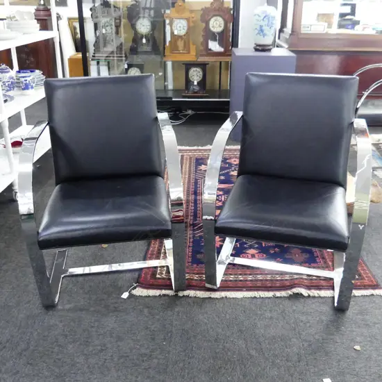 PR LEATHER & CHROME BRUNO CHAIRS