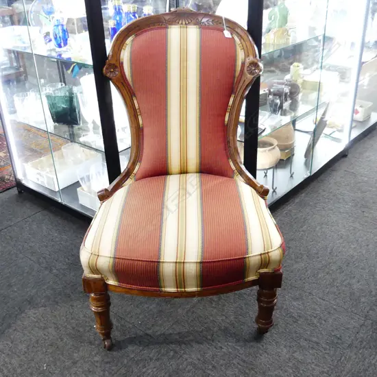 VICTORIAN WALNUT GRANDMOTHER CHAIR contemporary upholstery