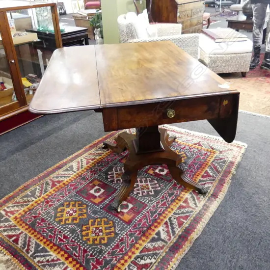 REGENCY MAHOGANY PEMBROKE TABLE sabre legs. Drop sides. 1000x 1025 x 700mm