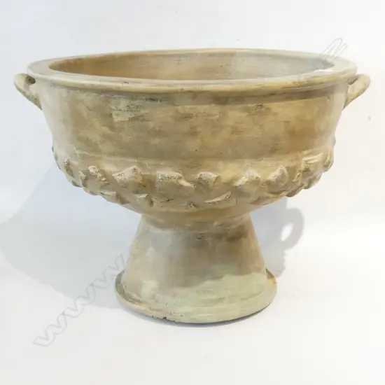 LGE POTTERY URN PEDESTAL BASE chip to foot rim Dia.500mm