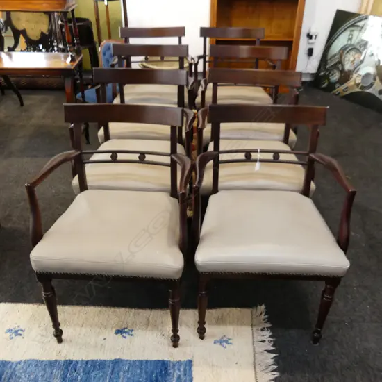 8 MAHOGANY DINING CHAIRS w. LEATHER SEATS