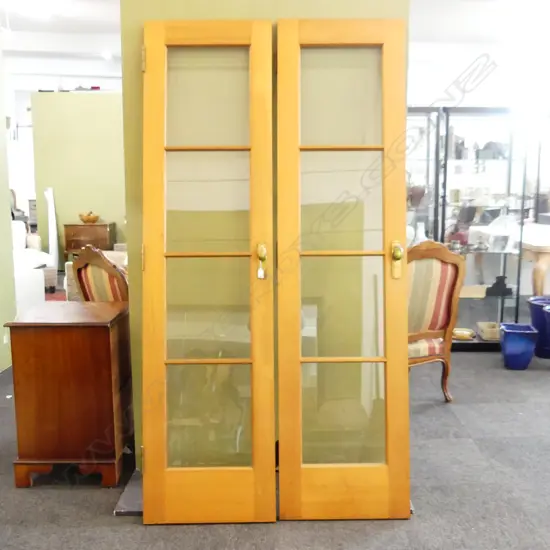 PR GLAZED WOODEN FRENCH DOORS 2010x520mm EACH