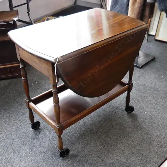 VINTAGE MAHOGANY TEA TROLLEY WITH EXTENSIONS 