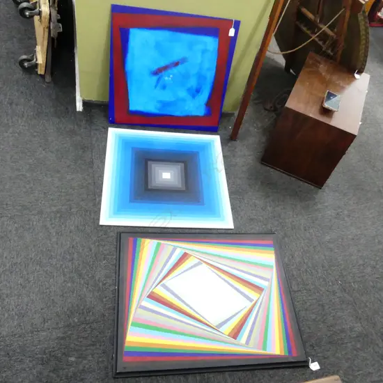 3 ABSTRACT ACYLIC ON BOARD ARTWORKS LARGEST 720x580mm