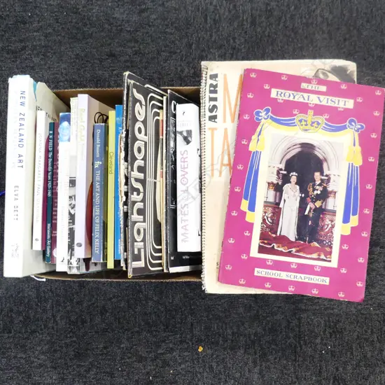 BOX LOT ASST. ART BOOKS + EPHEMERA