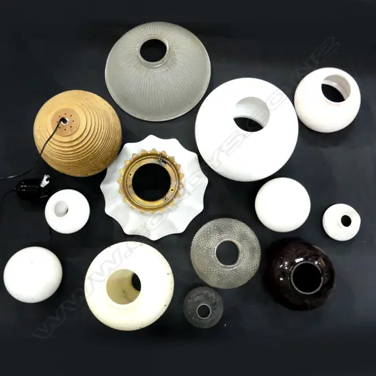 12 ASST. VINTAGE LIGHT FITTINGS + CARDBOARD PENDANT