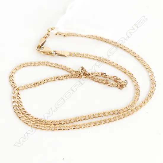 9CT FLAT LINK NECK CHAIN L.400mm. 3.5gms
