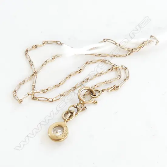 9CT GOLD ANKLET W GEM 1.1gm