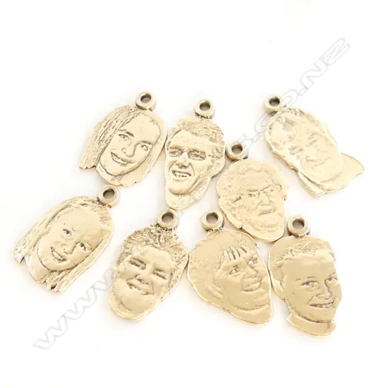 8x  9ct GOLD PORTRAIT CHARMS 19.5gms ea 1 different