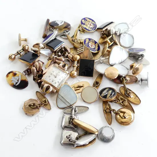ASST. VINTAGE CUFFLINKS, GP WRIST WATCH ETC