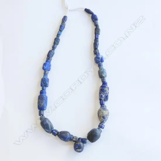 1980’S PESHAWAR HAND CUT LAPIS LAZULI BEADS ON STRING 440MM
