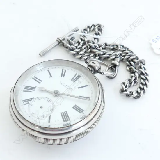 S/SILVER POCKET WATCH ON S/SILVER ALBERT