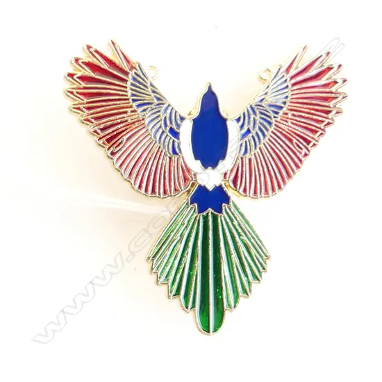 GOLD GILT & ENAMEL EAGLE PIN/ PENDANT W. 60mm