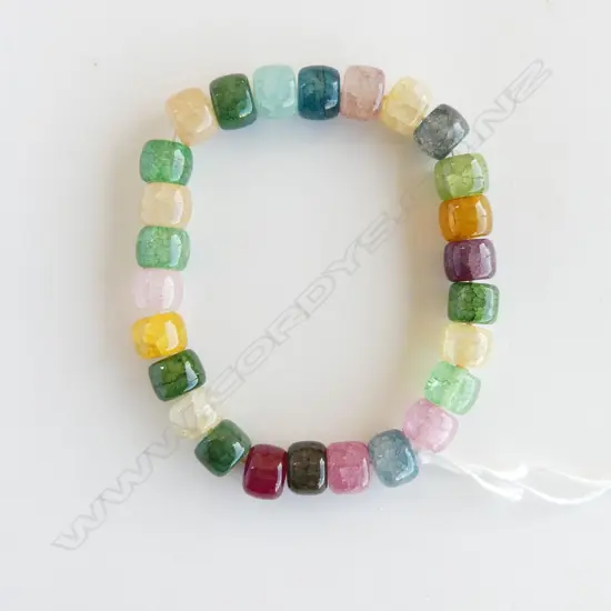 NATURAL MULTI COLOURED CRACKED AGATE LG STRETCH BRACELET