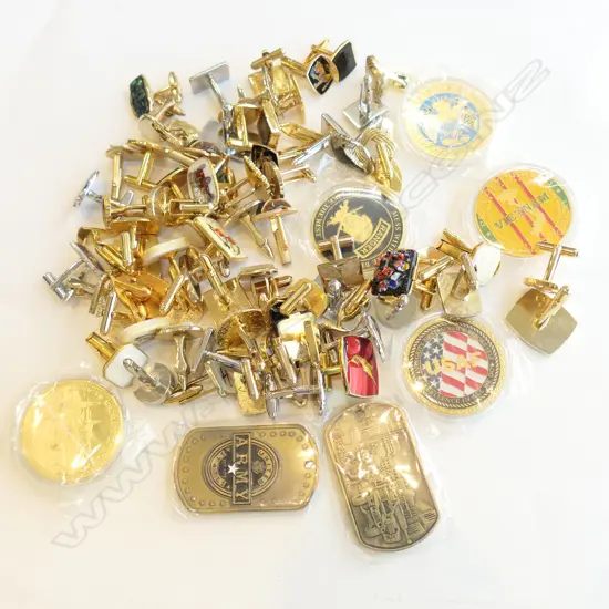 ASST. VINTAGE / RETRO CUFFLINKS + ASST. USA TOKENS
