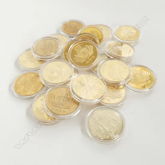 22 CHINESE GOLD TONE TOKENS
