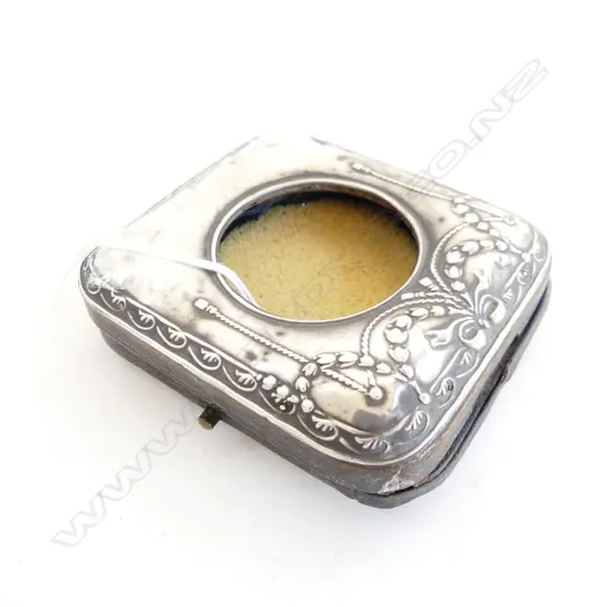 SILVER EMBOSSED POCKET WATCH HOLDER/CASE strut back Birmingham 1910 