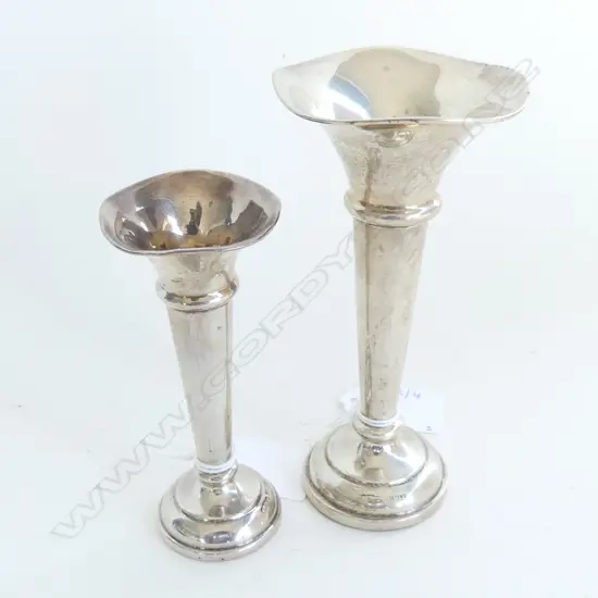 2 S/SILVER SPEICIMAN VASES TALLEST 130MM 