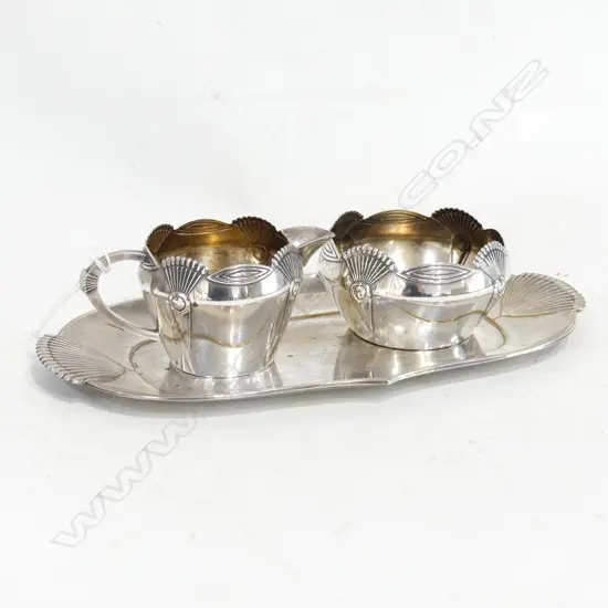 WMF GERMAN ART DECO CREAMER AND SUGAR BOWL H. 60mm