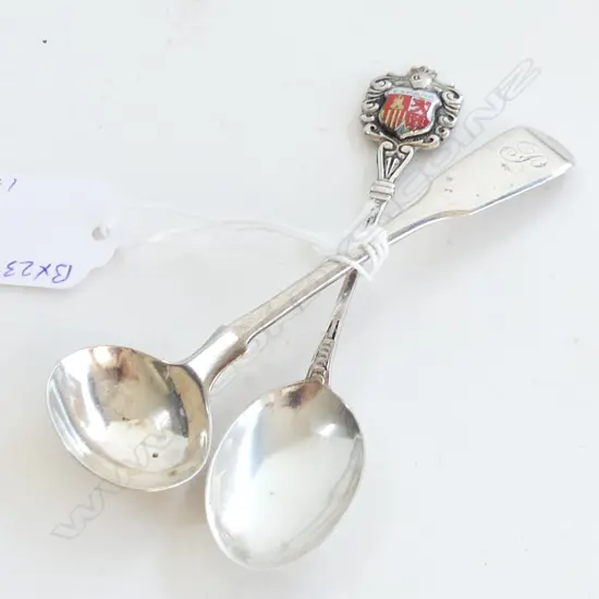 GEO S/SILVER SALT SPOON & SILVER SOV SPOON