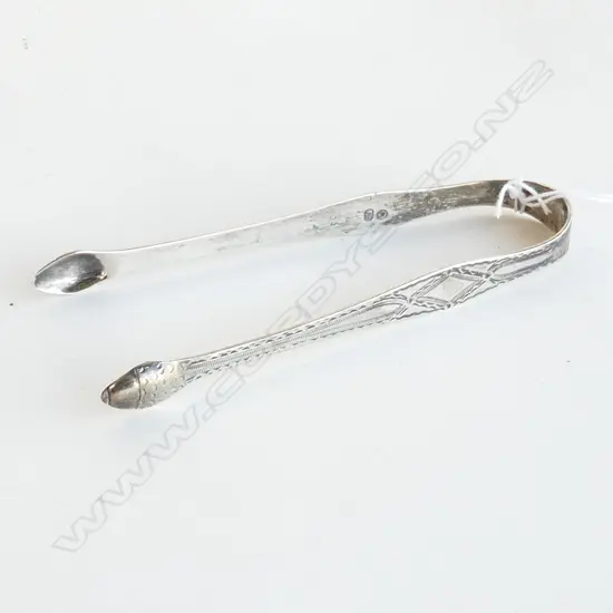 GEO.III SILVER TONGS bright cut decoration